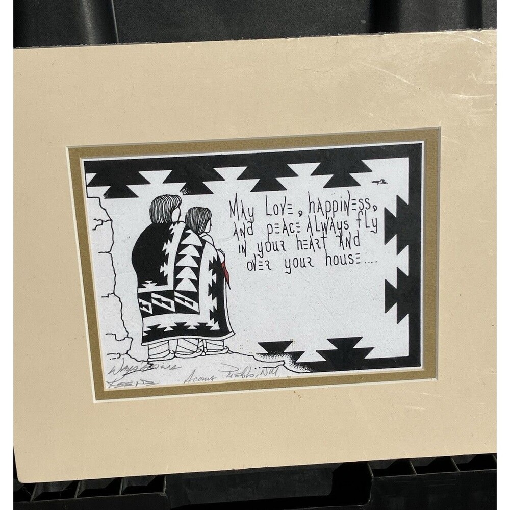 Waya’aisiwa Gary Keene Coma Pueblo Hand Signed Art Print Matted 11”x9”